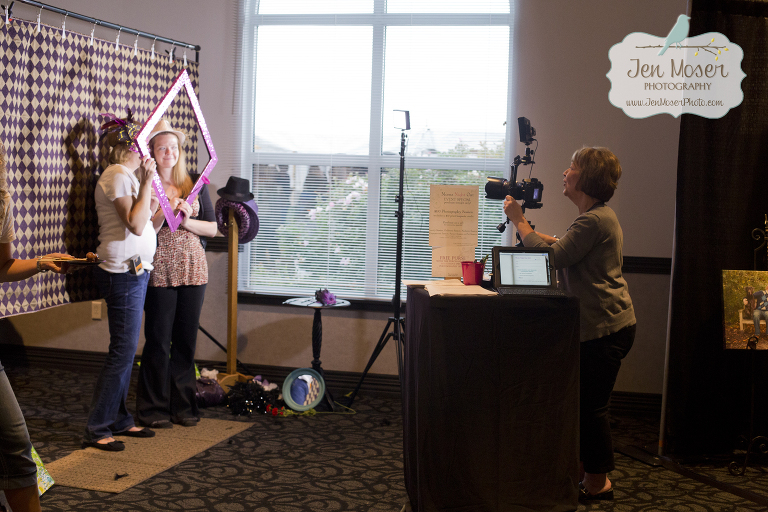 Moms Night Out Fort Wayne, Indiana at Ceruti's Jen Moser Photography Booth, photo booth with props behind the scenes